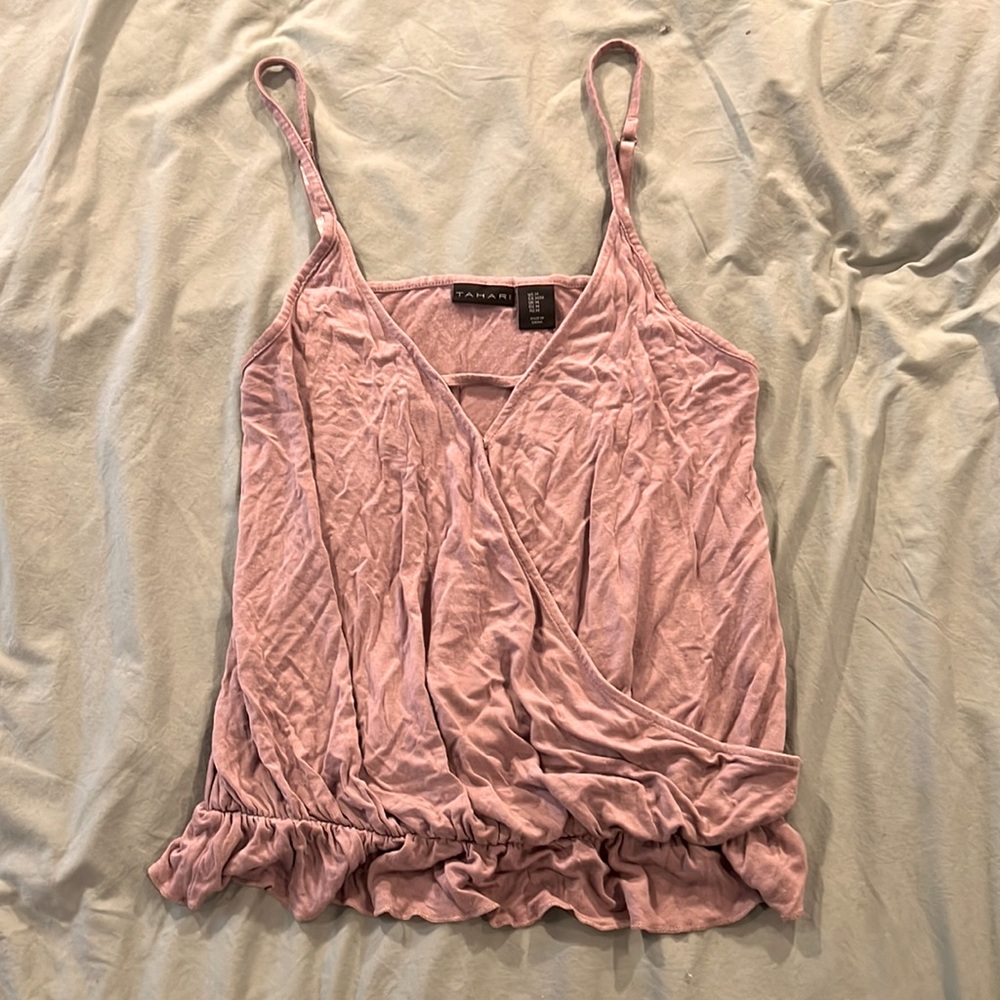 Tahari crossover tank in mauve pink